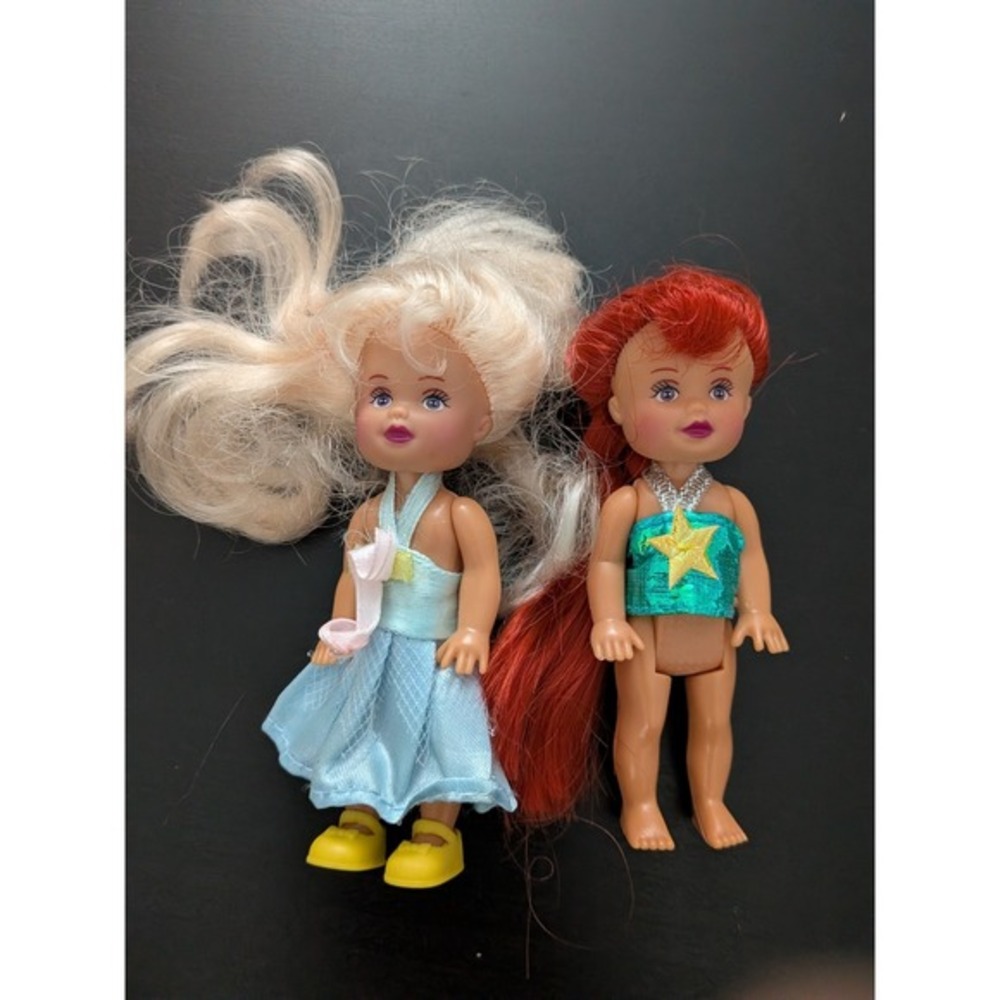 4" Play Dolls Blonde Patsy Girl + Red Head Mermaid